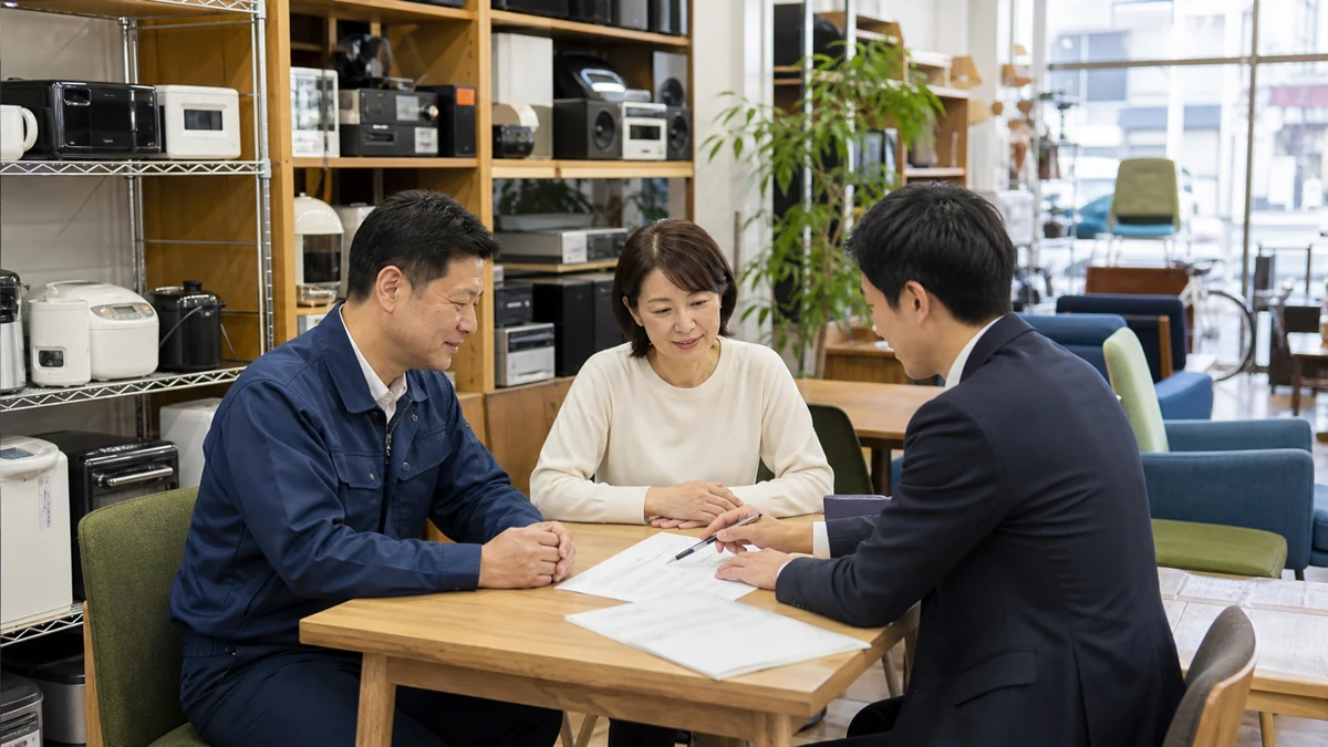 川崎のリサイクルショップM&Aで古物商許可と在庫承継を確認する経営者と専門家