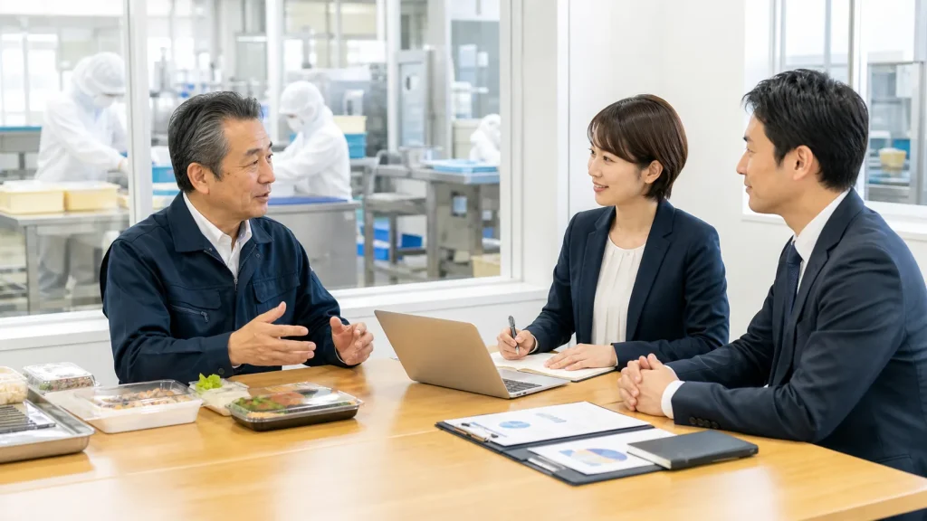 川崎の食品製造M&Aで会社譲渡を相談する経営者と専門家