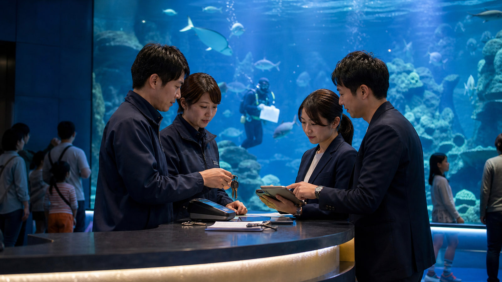 カワスイ川崎水族館の事業譲渡で水族館の営業を続けながら引継ぎを確認する運営担当者